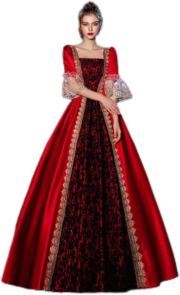 CountryWomen Viktorianisches Marie Antoinette Hochzeitskleid im Rokoko-Stil für Maskeraden – Ballkleid Gothic Southern Belle, Farbe 2, Größe L