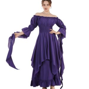 CR ROLECOS Viktorianisches Damenkleid – Elegantes Kleid für verschiedene Stile, Renaissance-Kleid, Gothic-Hexenkleid und mittelalterliches Hochzeitskleid