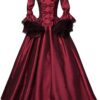 Damen Kostüm im viktorianischen Rokoko-Stil – Mittelalterliches Kleid für Halloween mit Trompetenärmel, bodenlangem Retro-Design für Fasching, Karneval, Gothic und Renaissance...