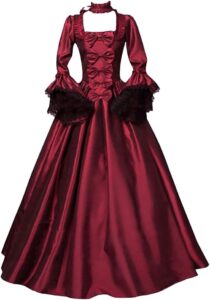 Damen Kostüm im viktorianischen Rokoko-Stil – Mittelalterliches Kleid für Halloween mit Trompetenärmel, bodenlangem Retro-Design für Fasching, Karneval, Gothic und Renaissance...