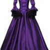 Damen Kostüm im viktorianischen Rokoko-Stil - Mittelalterliches Kleid für Halloween mit Trompetenärmeln, bodenlang, Retro-Gewand für Fasching, Karneval, Gothic und Renaissance...