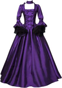 Damen Kostüm im viktorianischen Rokoko-Stil - Mittelalterliches Kleid für Halloween mit Trompetenärmeln, bodenlang, Retro-Gewand für Fasching, Karneval, Gothic und Renaissance...