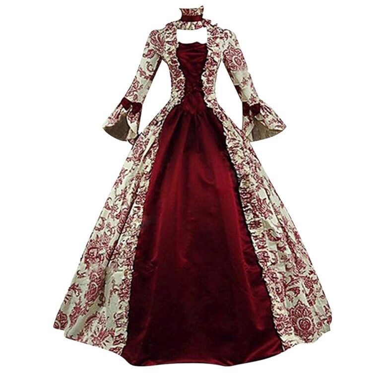 Damen Rokoko Ballkleid - Gothic Renaissance Kostüm - Vintage Lange Patchwork Kleider - Bodenlanges Abendkleid - Elegantes Viktorianisches Prinzessinnen-Outfit - Barockmode für...