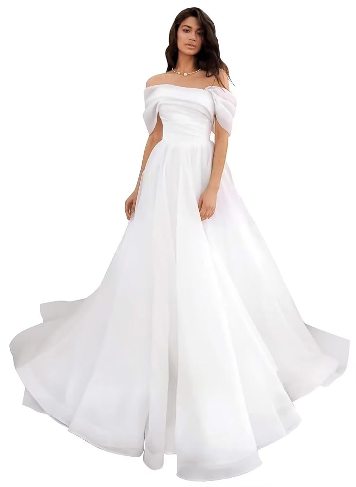 Damen Schulterfreies Tüllkleid für den Abschlussball – Langes A-Linien Quinceañera-Kleid mit puffigem Design, ideal für Hochzeiten