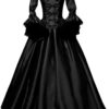 Damen Viktorianisches Rokoko Kostüm – Mittelalterliches Kleid mit Trompetenärmeln, bodenlanges Retro-Outfit für Halloween, Fasching, Karneval und Gothic Renaissance Cosplay