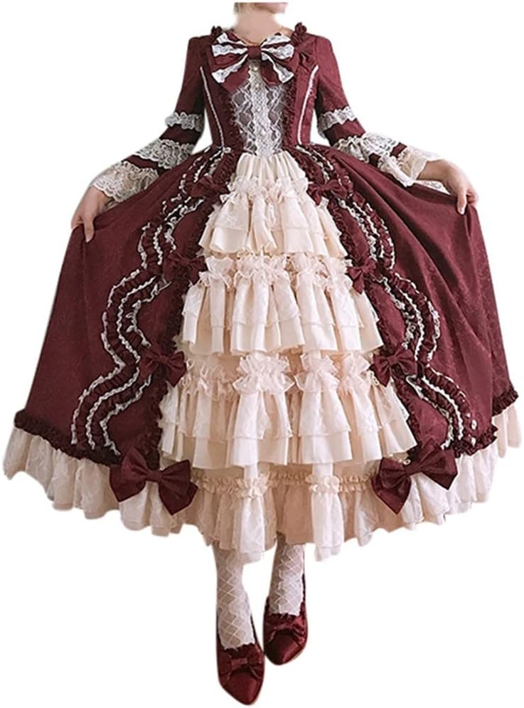 Damen Vintage Rokoko Ballkleid im Mittelalter-Stil – Lolita Partykleid im Gothic Retro-Look, viktorianisches Maxikleid für Karneval und Halloween, Prinzessinnenkostüm