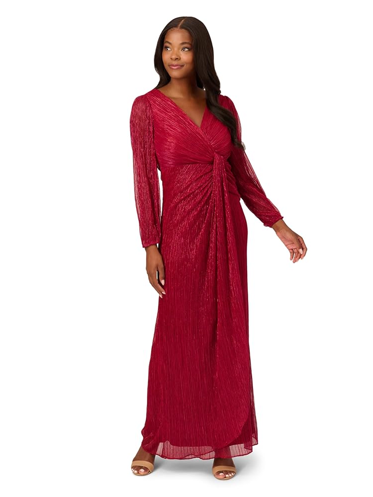 Damenkleid aus drapiertem metallischem Netzstoff von Adrianna Papell