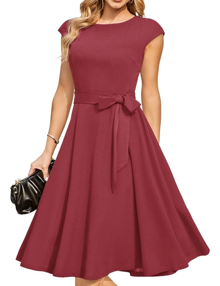 DRESSTELLS Damen Vintage Retro Cocktailkleid im A-Linie Stil der 1950er Jahre - Festliches Midikleid