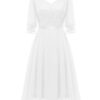 Dressystar Damen Elegantes Cocktailkleid mit V-Ausschnitt, Spitzenapplikationen und Pailletten – Knielanges Abendkleid für Hochzeiten
