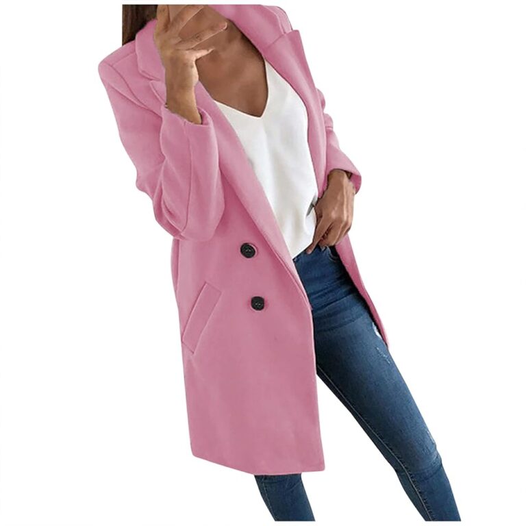 Eleganter langer Wolltrenchcoat für Damen mit Umlegekragen - warmer Wintermantel aus Tweed, langarm und winddicht