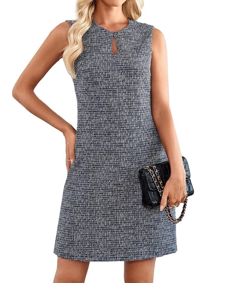 Elegantes ärmelloses Tweed-Kleid für Damen von GRACE KARIN, mit Schlüsselloch-Ausschnitt, ideal für Herbst, Business, Freizeit und Arbeit – Minikleid 2024