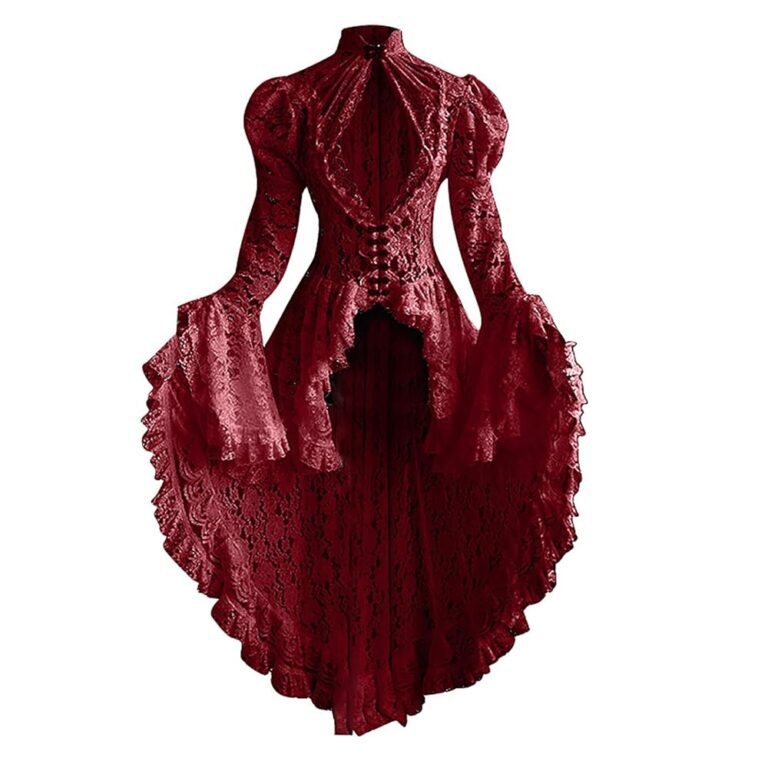 Elegantes Renaissance Kleid für Damen – Gothic Punk Halloween Kostüm, Rockabilly Swing Kleid im Vintage-Stil, Mittelalterliches und Viktorianisches Retro Lolita Kleid für Partys...