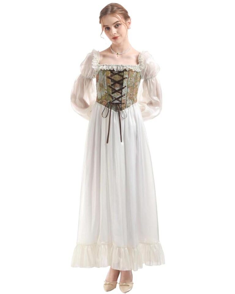 FCCAM Damen Mittelalterliches Ballkleid - Elegantes Abendkleid und Karnevalskostüm, Feenkleid für Damen