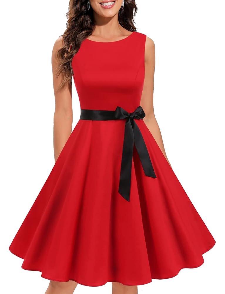 Gardenwed Damen Vintage Cocktailkleid im 1950er Jahre Rockabilly Stil mit Faltenrock