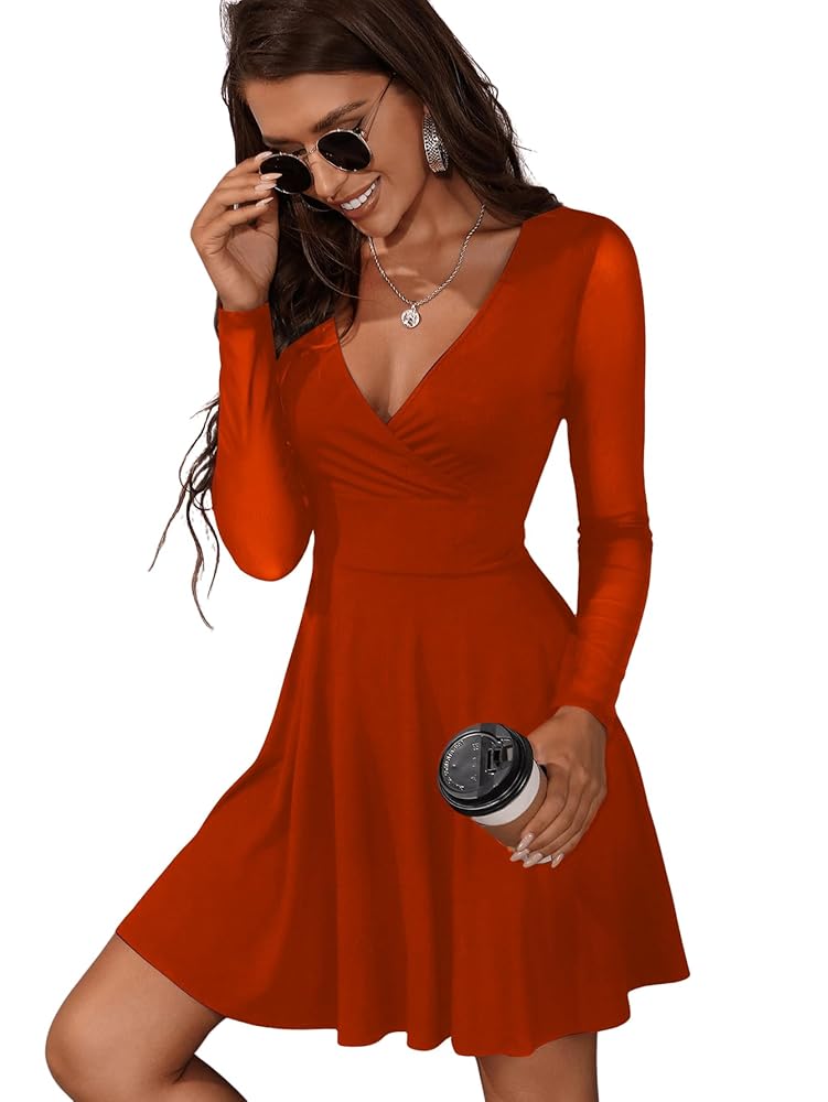GORGLITTER Damen A-Linie Kleid mit Netzärmeln und tiefem V-Ausschnitt - Elegantes Minikleid im Mesh-Stil für Partys und Skater-Looks