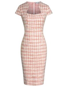 GRACE KARIN Damen Vintage Wackelkleid mit Flügelärmeln, Bleistift-Design und Schößchen