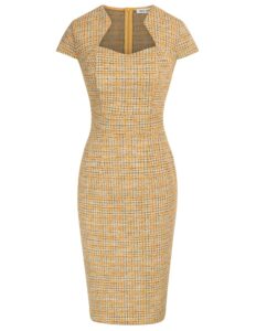 GRACE KARIN Damen Vintage Wackelkleid mit Flügelärmeln, Bleistift- und Schößchen-Design