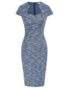 GRACE KARIN Damen Vintage Wackelkleid mit Flügelärmeln, Bleistift- und Schößchen-Stil