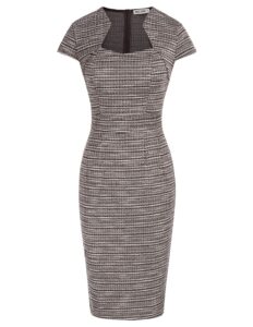GRACE KARIN Damen Vintage Wackelkleid mit Flügelärmeln, Bleistift- und Schößchen-Stil