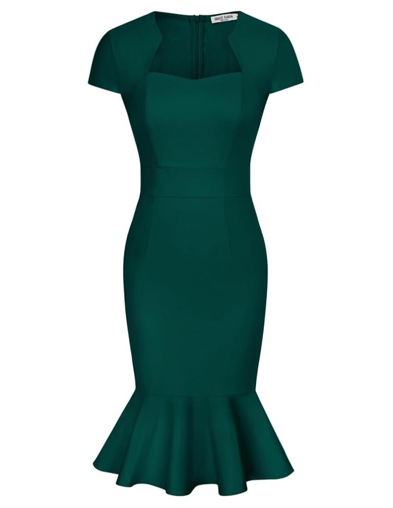 GRACE KARIN Damen Vintage Wackelkleid mit Flügelärmeln und Bleistift-Schnitt