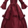 GRACEART Damen Langarm Kleid im Mittelalter-Stil – Gothic Viktorianisches Renaissance Maxi Kostüm