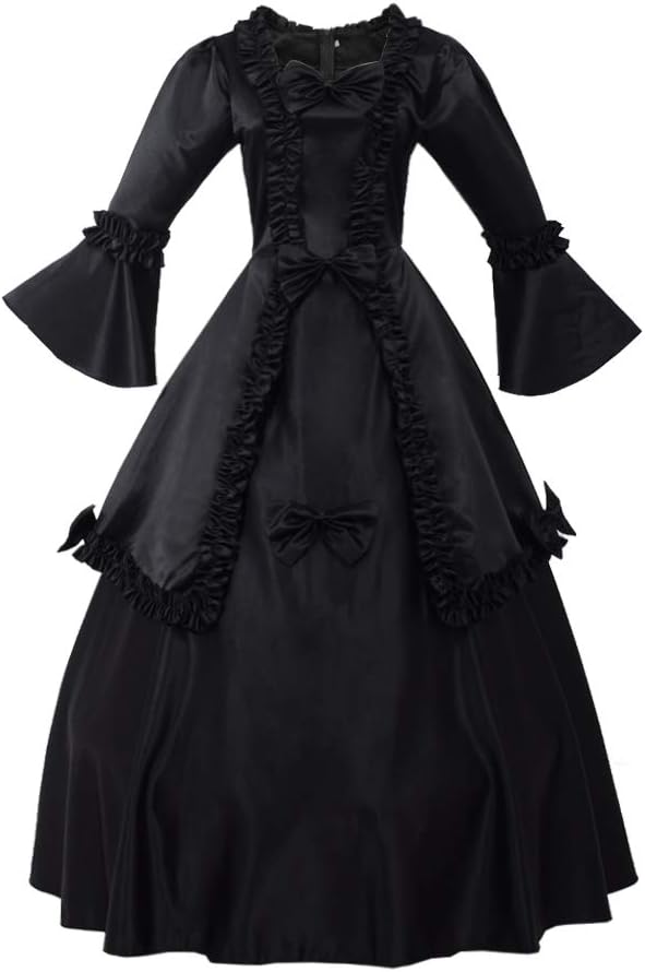 GRACEART Damen Langarm Kleid im mittelalterlichen Gothic-Stil - Viktorianisches Renaissance Maxi-Kostüm