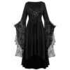 Halloween Kostüme für Damen – Elegantes Spitzenkleid in Übergröße mit modischen Ärmeln für Erwachsene – Gothic-Cosplay-Outfit für Halloween