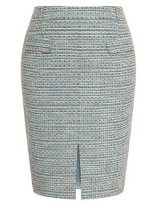 Hanna Nikole halber Rock in Übergröße - Business Casual Twill Bleistiftrock im Tweed-Wickelstil