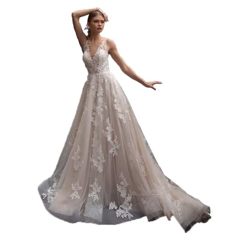 Hochzeitskleid mit Spitzenapplikationen, rückenfrei, Abendkleid und Kleid für Brautjungfern