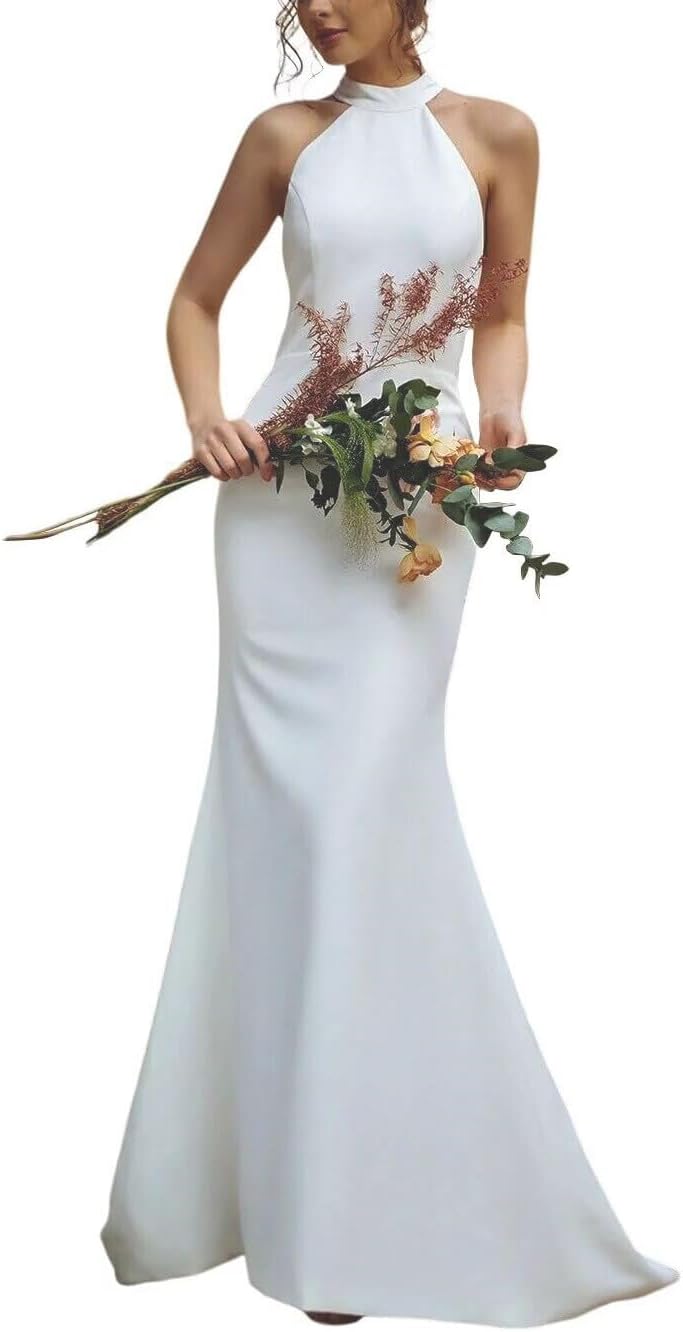 JAEDEN Boho Meerjungfrau Brautkleid aus Spitze mit V-Ausschnitt – Ärmelloses Hochzeitskleid für die Trauung