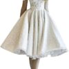 JAEDEN Vintage Hochzeitskleid für Damen - Knielanges Spitzenkleid mit Ärmeln für Standesamt