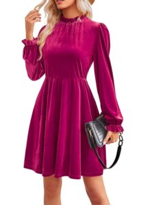 JayscreateEU Damen A-Linie Kleid mit hoher Taille – Elegantes Herbst- und Winterkleid, knielang, kurzarm, ideal für Partys und festliche Anlässe