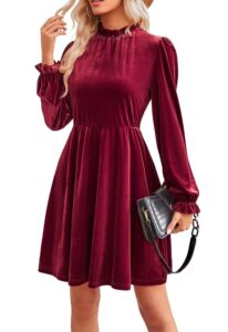 JayscreateEU Damen A-Linien Kleid mit hoher Taille - Elegantes Herbst- und Winterkleid, knielang, kurzarm, ideal für festliche Anlässe und Partys