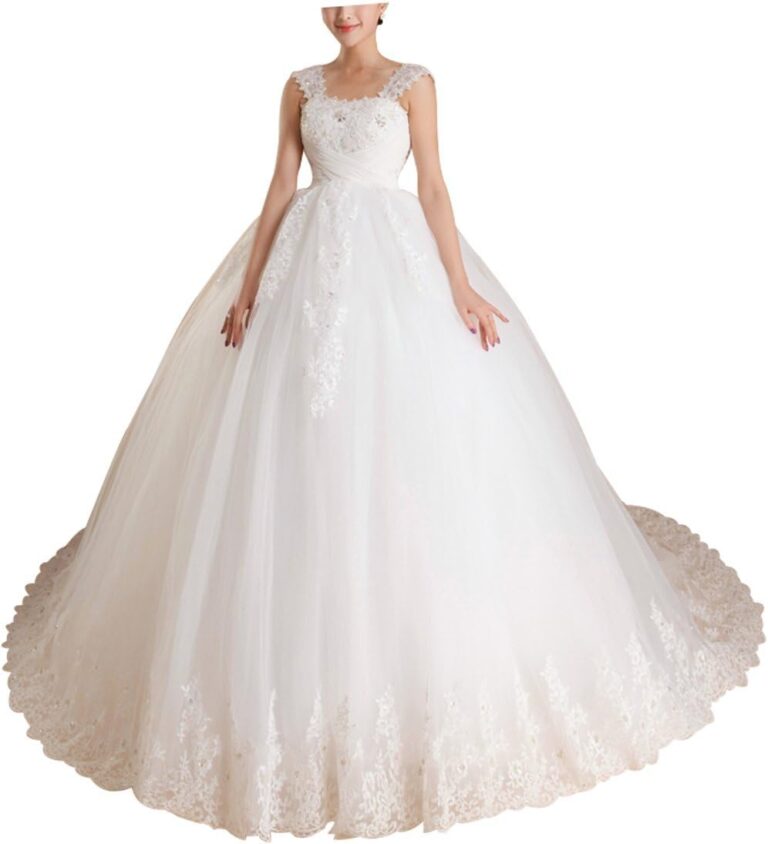 Lactraum HS1027 Umstandsbrautkleid aus Organza mit Strasssteinen, Pailletten, Schnürung und Schleppe