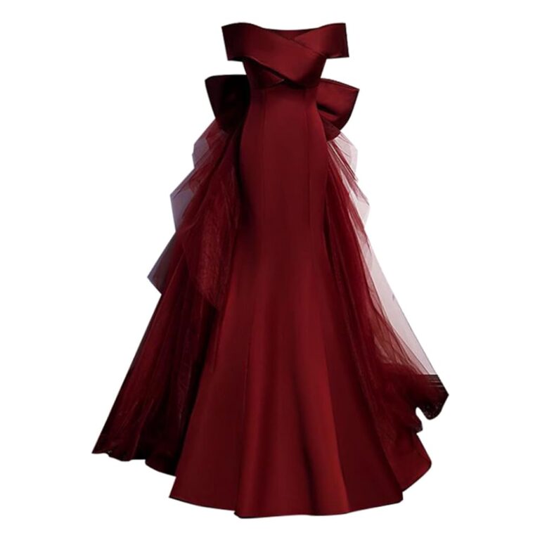 Langes Abendkleid für Damen, elegante Maxikleider mit hoher Taille, schulterfrei, sexy Tunika mit Spitzen- und Rüschensaum, ideales Hochzeitskleid in einfarbig für festliche...