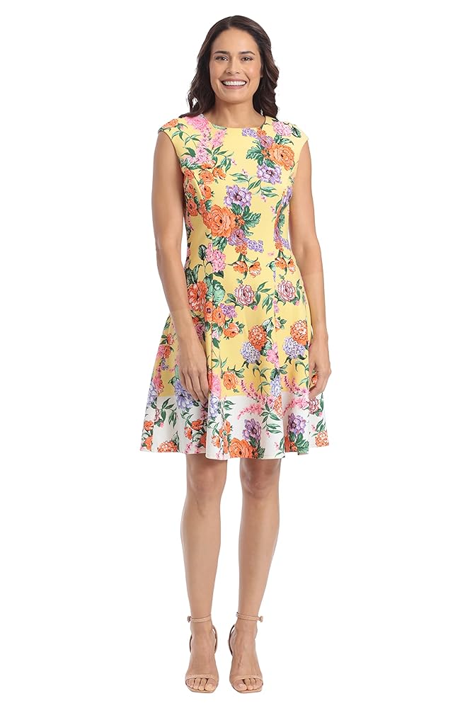 London Times Damen Vielseitiges Fit & Flare Kleid aus Scuba Crepe für Events, Anlässe und das Büro