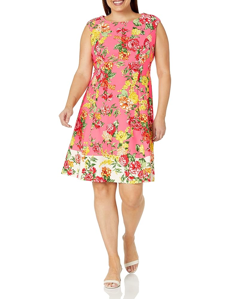 London Times Damen Vielseitiges Fit & Flare Kleid aus Scuba-Crepe für Events, Anlässe und Büroberufe