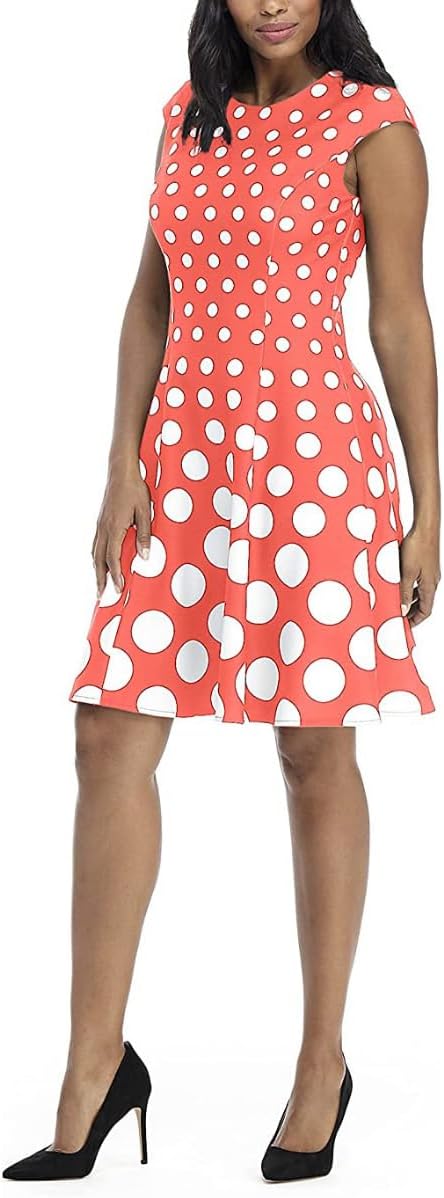 London Times Damen Vielseitiges Scuba Crepe Fit & Flare Kleid für Events, Anlässe, Büro und Karriere