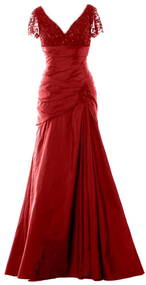 MACloth Damen Kurzarm V-Ausschnitt Lange Abendkleid für die Mutter der Braut