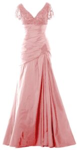 MACloth Damen Kurzarm V-Ausschnitt Lange Mutter der Braut Abendkleid