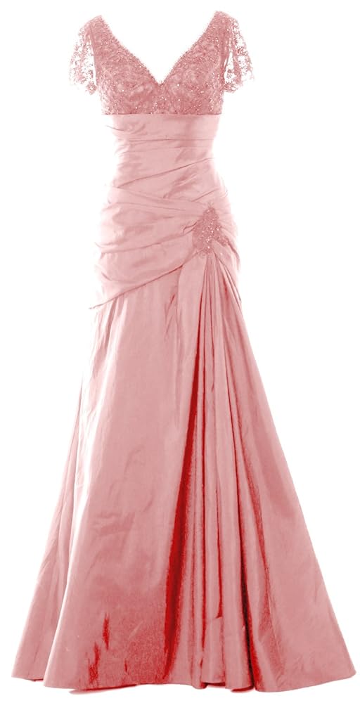 MACloth Damen Kurzarm V-Ausschnitt Lange Mutter der Braut Abendkleid