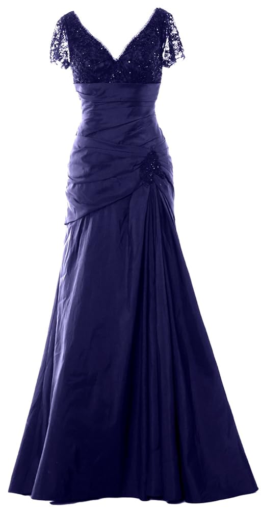 MACloth Damen Kurzarm V-Ausschnitt Lange Mutter der Braut Kleid Formelles Abendkleid