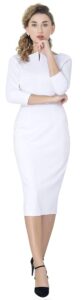 Marycrafts Damen Büro Midi Kleid mit quadratischem Ausschnitt