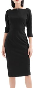 Marycrafts Damen Bürokleid mit quadratischem Ausschnitt – Midi-Hüftkleid für den Arbeitsplatz