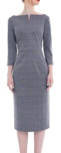 Marycrafts Damen Midi Kleid mit quadratischem Ausschnitt für Büro und Business