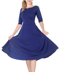 Marycrafts figurbetontes Damenkleid mit weitem Rock, Midi-Kleid für Büro und Beruf