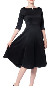 Marycrafts tailliertes Damen-Midi-Kleid mit schwingendem Rock – ideal für Büro und Beruf