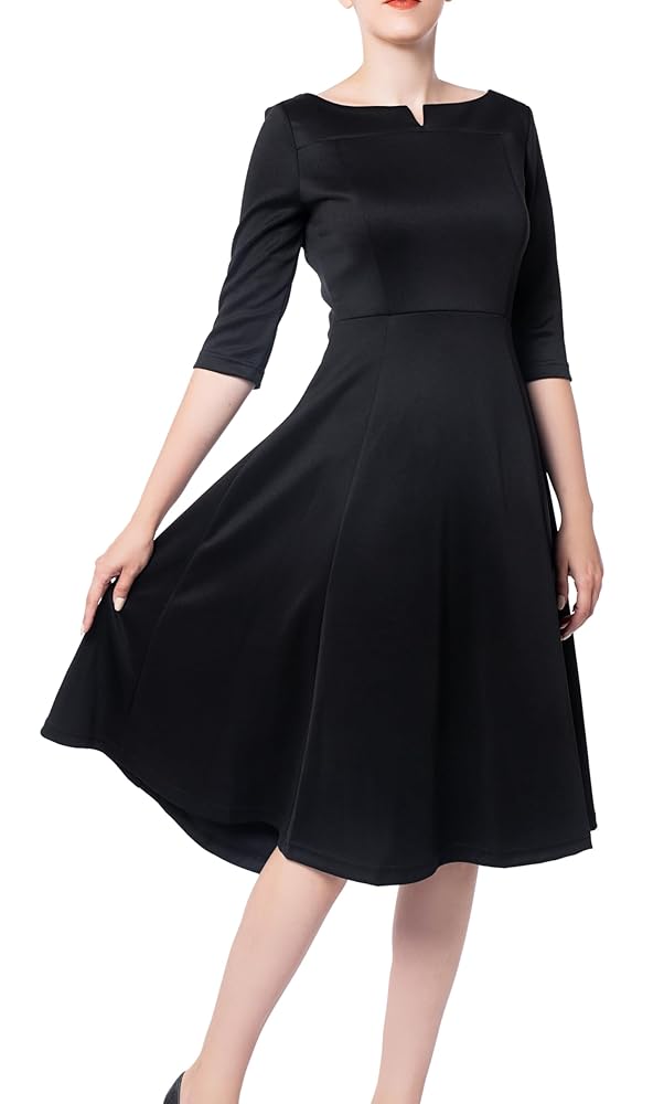 Marycrafts tailliertes Damen-Midi-Kleid mit schwingendem Rock – ideal für Büro und Beruf