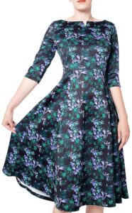 Marycrafts tailliertes Damen-Midi-Kleid mit weit schwingendem Rock, ideal für Büro und Beruf