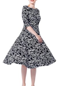 Marycrafts tailliertes Damenkleid mit schwingendem Rock, Midi-Kleid für Büro und Beruf